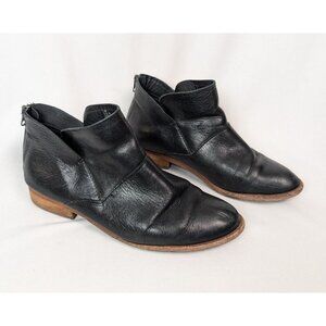 Kork-Ease 9 M Ryder Leather Ankle Bootie Boots Black Zipper Back Boho Hippie